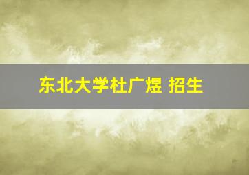 东北大学杜广煜 招生